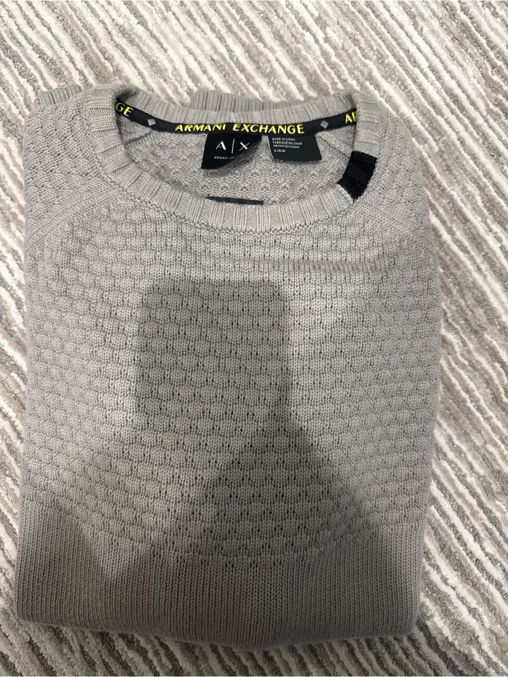 Armani Exchange Men’s Gray Textured Crewneck Sweater